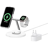 Belkin BoostCharge 3'&uuml; 1 Arada Qi2 şarj cihazı, MagSafe uyumlu kablosuz şarj istasyonu, Apple iPhone 17 Serisi, Apple Watch, 