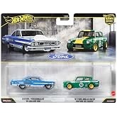 1:64 Hot Wheels Premium Car Culture 2'li Paket FORD CUSTOM 64 GALIXIE 500-67 FORD ANGLIA RACER HBL96 - JHW50