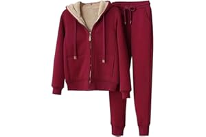 HAOLEI Ensemble Jogging Femme 2 pièces Survêtement Combinaison de Sport Veste d'hiver Sweat à Capuche Zippé et Pantalon de Jogging, Combinaison de Jogging en Polaire Chaude
