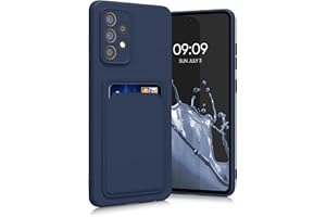 kwmobile Etui kompatybilne z Samsung Galaxy A52 / A52 5G / A52s 5G - etui na telefon z TPU z uchwytem na kartę kredytową - ciemnoniebieskie