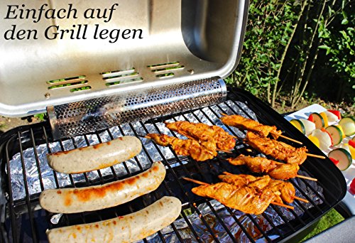 BBeeQ® Räucherröhre 30cm aus Edelstahl – bester Kaltrauch-Erzeuger für Gasgrill und Kohlegrill – Räucherbox, Pellet-Smoker - 4