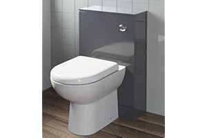 Artis Bathroom Grey Gloss Back To Wall BTW Furniture Unit ONLY (Toilet not Included) Modern Flat Pack Compact