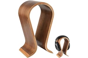 Linkidea Wooden Omega Headphone Stand/Wooden Headphone Hanger/Wooden Headset Holder/Omega Headphone Desk Display Hanger - Wooden Headsets with Walnut Finish