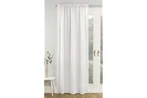 Tyrone Textiles Ltd Tahiti White Pom Pom Trim Linen Look Voile Panel (Drop - 90" (229cm))