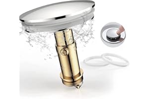 Pop Up Sink Plug Replacement for Washbasin Brass Chrome, Chonphan Sink Drain Plug Pop Up Waste Plug Basin Plug Click Clack Push Plug Stopper for Bathroom Vanity Sink, 38mm Cap