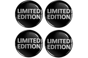 SkinoEu® 4 x 60mm 3D Silicona Adhesivo Pegatinas Stickers Universal Tapas de Rueda de Centro Tapacubos para Coche Auto Tuning Brillo Negro Limited Edition A 6660