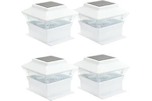 Solalite 4 x White Solar Powered Led Outdoor Garden Post Deck Cap Square Fence Lights
