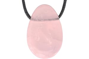 Lebensquelle Plus Pendentif goutte en quartz rose - Pierre roulée percée - Avec cordon en coton - Pendentif en pierre précieuse de qualité supérieure, Pierre semi-précieuse, Quartz