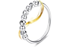 ORAZIO 925 Sterling Silber Fidget Ring mit gefrosteten Perlen Angstringe für Angst Zappeln Stapelring für Angst Stressband Ring Angstringe für Frauen Männer