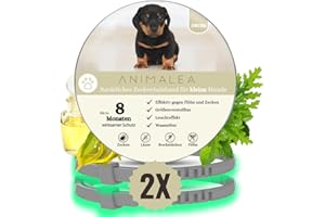 Animalea® [2 Stück] Zeckenhalsband für kleine Hunde - verbesserte Formel mit Schwarzkümmelöl - 100% Natürlich - bis zu 8 Monate wirksamer Schutz gegen Zecken Flöhe Läuse Ungeziefer
