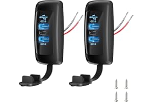 GIBBAB 2PCS 3 Ports 12V RV USB Outlet 56W, 2PCS Type-C PD3.0 Quick Charge & Dual QC3.0 Panel Wall Surface Mount, Automotive Car Multi-Port USB Socket Charger Adapter for RV Marine Boat Bus Camper ATV Truck