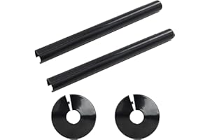 REEKNOKOL 2 Pezzi Copritubo e collari per radiatori, copritubo in plastica Copritubo Nero Copritubo 15 mm x 200 mm Collari per Tubi radiatore per rifinire e Proteggere i Fori dei Tubi