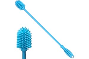 KPRICE Scovolino Borraccia (38CM) BLU M, Spazzola Pulizia, Lava Bottiglia, lavabottiglie Lungo, Pulisci Borracce Silicone, Spazzole per Pulire Biberon, Senza BPA, Lavaggio Bicchieri, Scrubber, (BLU)