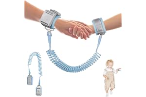 JEOPKO Anti Lost Wrist Link for Toddlers,360°Rotate Toddler Wrist Reins with Security Lock and Safety Wristband,Degree Rotating Wrist Strap with Elastic Wire Rope for Kids Baby Boys Girls