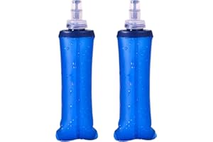 VIKSAUN 2 Pcs Soft Flask 250ml, TPU Foldable Running Water Bottles, Outdoor Sport Hydration Bottle, Soft Collapsible Water Bottle for Hydration Pack Cycling Marathon Running Hiking Climbing