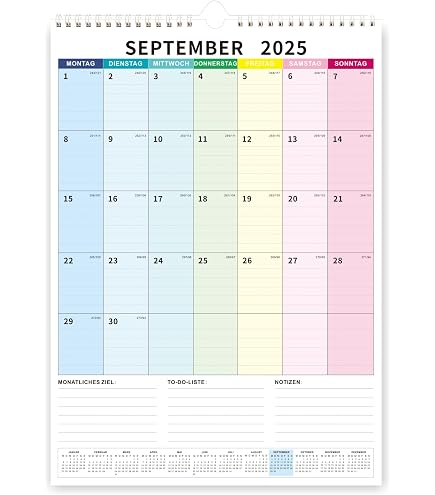 Cabbrix Mini-Wandkalender 2025-2026 – 15,2x22,9 Cm, Vertikal, Mit Haken, Von Juli 2025 Bis Dezember 2026
