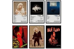 KUNYOS A Set Of 6 Billie Poster Eilish (Unframed) Album Cover Posters Music Canvas Posters 08x12inch(20x30cm) Style-4