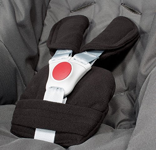 ByBUM® - Seat Belt Pad Set - for universal infant car seats (eg. Maxi Cosi City SPS, Cabrio, Cybex Aton etc.), buggy; In many colours; MADE IN EU, Color:Black
