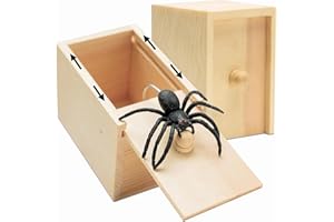 AhLmA Pack of 2 Joke Articles Spider in Box Spider Prank Box Wooden Spider Scare Box Halloween Spider Decoration for Children Adults Party