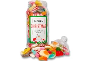 Happy Christmas Sweets Pick n Mix Sweet Gifting Jar Merry Christmas Pick and Mix Sweets 670g By The Sweet Treat Gifting Co.