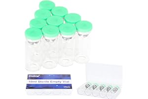 CHUDENG 10ml Sterile Glass Vials, 10ml Sterile Sealed Empty Vial with Self-Healing Injection Port and Flip Off Cap, 10 Packs