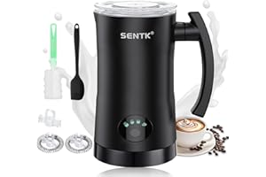 4 in 1 Electric Milk Frother, Sentk Large Capacity Milk Steamer for Cappuccino, Latte, Macchiato, Mocha, Hot & Cold Milk Frother with Temperature Control, Non-Slip Stylish, Hot Chocolate Machine