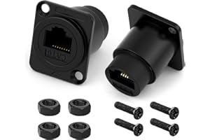 OFFCUP RJ45 Panel Montaje Adaptador, 2 Pcs Red Conector, Montaje Ethernet Conectore, Hembra a Hembra, Compatible con Redes Gigabit CAT5, CAT5E y CAT6