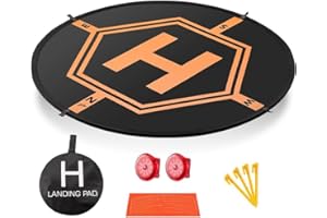 AURTEC Podkładka do lądowania drona 32" (80 cm) z [2 diodami LED] [4 gwoździe do lądowania z tworzywa ABS i [8 odblaskowymi pasterami], przenośna szybkoskładająca się RC Quadcopter Helipad dla DJI Mavic Pro, Phantom 2 3 4 Pro, Inspire 2 1 & więcej