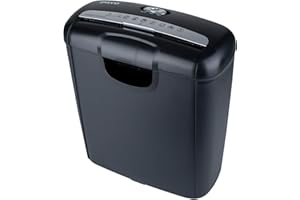 Pavo - Niszczarka do dokumentów premium do 6 arkuszy, cięcie w paski, niszczarka kart kredytowych z koszem na papier, 10 l, czarny, 8029310