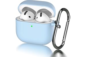 Seltureone Etui do Airpods 4 (2024) z brelokiem do kluczy, [Widoczna przednia dioda LED] Miękkie silikonowe etui odporne na uderzenia, obsługa bezprzewodowego ładowania - jasnoniebieskie