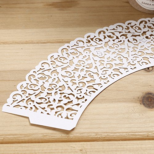 LEADSTAR 50 Stück Cupcake Wrappers Kuchen Muffin Pappbecher Förmchen Lasergeschnitten Baken Cup für Hochzeit Geburtstag Party - 7