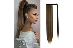Sofeiyan Liso Cola de Caballo Largo Pelo Natural para Extensiones Postizos de Pelo Sintetico Coleta Velcro Envolvente Pelucas para Mujer 70cm