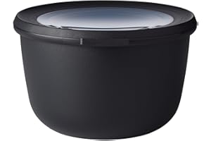 Mepal - Multi Bowl Cirqula Round - Contenitori Plastica con Coperchio - Adatto come contenitore ermetico per Frigo, microonde, Congelatore e piatti da portata - Ciotole Cucina - 1000 ml - Nordic black