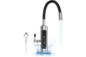 UENNM Wasserhahn mit Durchlauferhitzer, 3000W 360° Küchenarmatur Armatur Elektrischer mit LCD Temperaturanzeige Flexibler Auslauf Temperaturanzeige für Küche