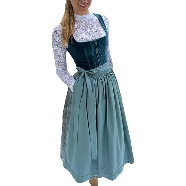 Dirndl Lang Damen Trachtenkleid Mit Schürze | Midi-Länge Mit Schnürung | Große Größen Bis XXXXXL | Oktoberfest 2025