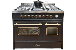 GURARI GCH E 916 Bl R Cuisinière à gaz électrique 90 cm/Range Coocker / 89 l / 8 fonctions/Air chaud/Barbecue / 5 brûleurs de qualité supérieure / 4 kW/gaz naturel/gaz propane