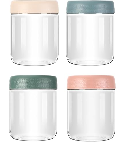 VBNZBK Overnight Oats Lot de 6 bocaux en verre avec couvercle à visser 500 ml pour salade, yaourt, pudding, chutney, confiture
