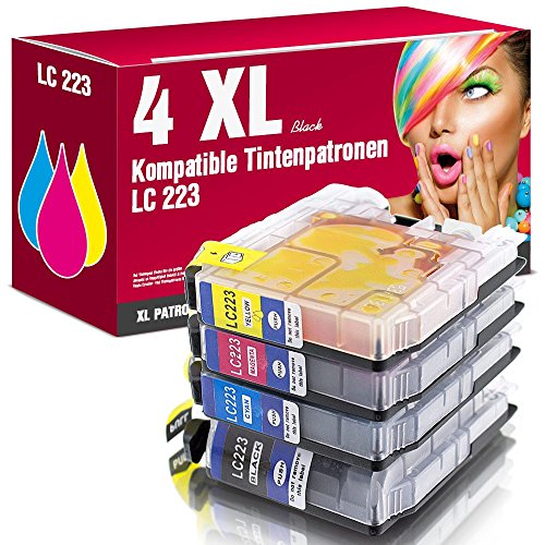 ms-point® multipack 4 kompatible Patronen für Brother DCP-J4120DW MFC-J4420DW MFC-J4425DW MFC-J4620DW MFC-J4625DW MFC-J5320DW MFC-J5600Series MFC-J5620DW MFC-J5625DW MFC-J5720DW LC223BK LC223C LC223M LC223Y