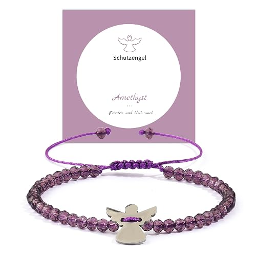 Communion Gifts for Girls - Guardian Angel Bracelet for Girls, Communion Baptism Crystal Amethyst Bracelet, Christian Gifts for Women, New Girl, Godmother Gift