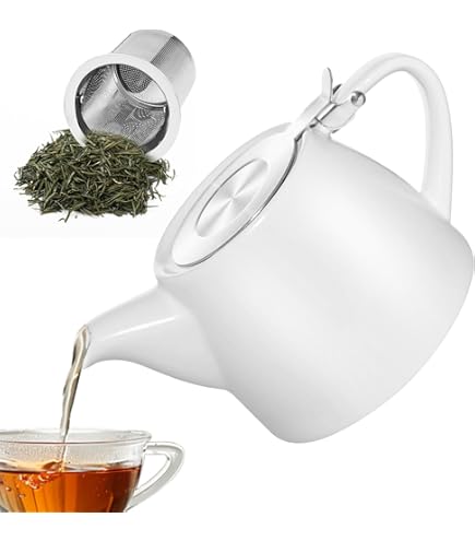 PORFOYO Theepot met zeef, 500 ml theepot keramiek met uitneembare