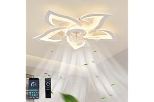 GWYAJTU Ventilateur Plafond Avec Lumiere Design Moderne Silencieux Dimmable LED Lustre Ventilateur DC Réversible 6 Vitesses Plafonnier Ventilateur Et Télécommande Pour Chambre Salon-White