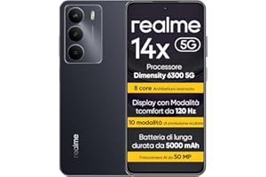 realme 14X 5G Smartphone 8+256 GB, Dimensity 6300 5G, Display da 120 Hz, Resistenza agli urti di grado militare, Fotocamera AI da 50 MP, Batteria di lunga durata da 5000 mAh, Nero