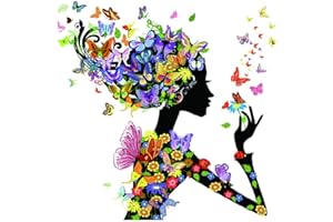 Meecaa Kreuzstich-Set, 11 Stück, gestempelt, Mädchen-Schmetterling-Stickset mit Zubehör, vorgedruckt (36 x 36 cm) (Mädchen)