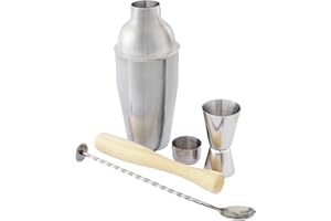 Point-Virgule Set à Cocktail avec Shaker Cocktail, Cuillère Cocktail, Doseur Cocktail et Pilon Cocktail, Cocktail Kit en Acier Inoxydable, 4 Pièces