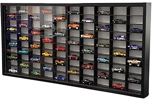 Decographics | Vitrine présentoir H100 MN C-P | Compatible avec Hot Wheels | Capacité 100 voitures | Vitrine de collection | Organisateur de voiture | avec porte | Noir intérieur noir)