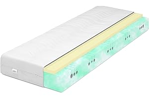 IZER Activ Materac z zimnej pianki Visco, stopień twardości 2 w 1, H3, H2, 160 x 200 cm, ortopedyczny, oddychający, 7-strefowy pokrowiec na materac z zamkiem błyskawicznym