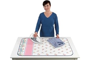 Maximex 1273070500 Blitzbügler®-Zone - Manta de planchar de algodón (acolchado de 4 mm, 100 x 65 cm), color blanco y rosa