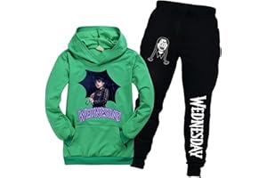 DROLA Kids Wednesday Hoodie and Pant Set,2pcs Set survêtement avec capuche sets pulls pour enfants garçons et filles