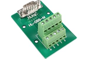 QIANRENON RS232 DB9 Male Breakout Board DB9 Male to Wiring Terminal Solderless Connector RS232 Serial Test Block Adaptor, for DB9 Serial Communication Prototyping or Troubleshooting