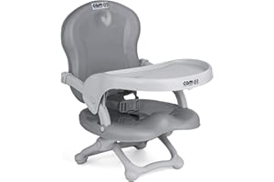 CAM IL MONDO DEL BAMBINO S.P.A. CAM Sitzerhöhung SMARTY - Flexibler Boostersitz & Reisekindersitz - Kinder & Kleinkinder - faltbar & höhenverstellbar - 4 Höhen (0-18 cm) - Universal-Befestigung am Stuhl (Grau)